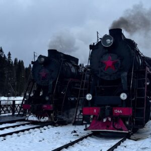 Ретропоезд в парке Рускеала
